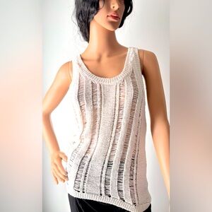 NWOT Michael Kors Beautiful White Sweater Tank Top Sz Small Elegant & Different.